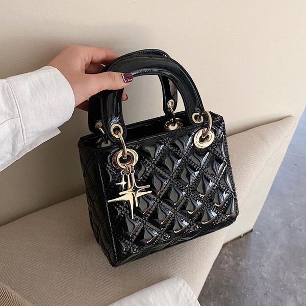 

net red fashion lingge patent leather small bag women's 2021 versatile portable messenger ins diana