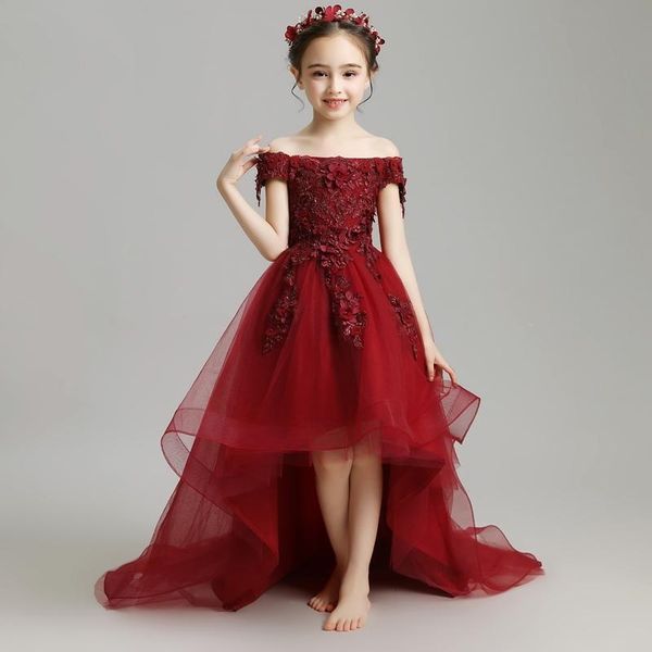 

children's evening princess skirt shaggy girl's wedding trailing children's flower show piano performance dress, Black;white