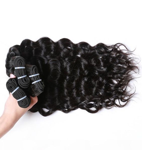 

elibess peruvian curly hair 3 bundles deal indian brazilian malaysian water wave human hair weaves extensions virgin human hair weave, Black
