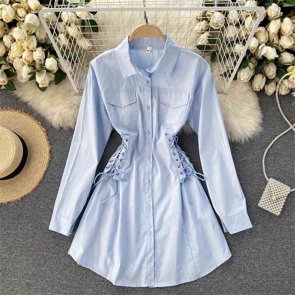 

lady fashion long sleeve thin autumn casual dress women solid color vintage clothes vestidos r583 210527, Black;gray