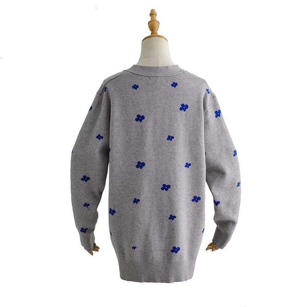 

breasted loose v-neck blue floral single c708-21 korean long sleeve knitted cardigan for women luxury, White;black
