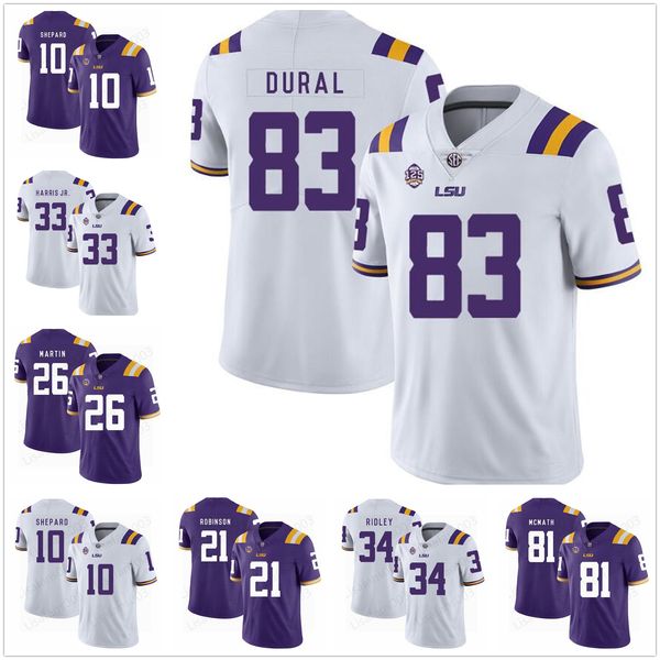 

lsu football jersey derek stingley jr.champions playoff college joe burrow burreaux nickname beckham delpit mathieu white purple home away w, Black