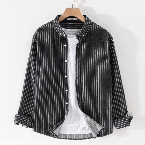 

2021 new nova marca itlia de manga comprida puro algodo masculina casual camisas para moda escovado camisa dos homens overhemd dv7k, White