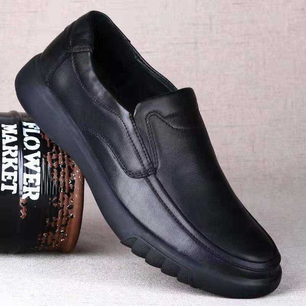 

old head leather sho men's autumn middle-aged and elderly dad's black breathable thick soled busins casual