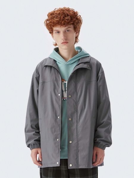 

men drop shoulder zipper up coat without sweatshirt s1vs#, Black;brown