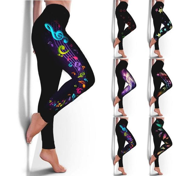 

women's pants & capris [you're my secret] musical note printed women legging fitness clothing workout high elasticity pant leggins, Black;white