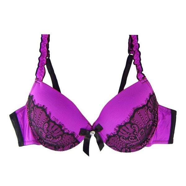 

lace women bra push up bra demi women underwear wrinkled shoulder strap back closure 34b-36b-38b-40b, Red;black