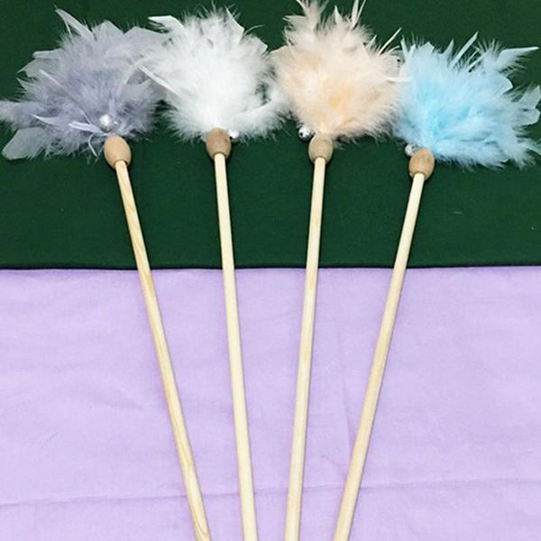

cat toys kitten wand faux feather interactive teaser toy with bell pet stick