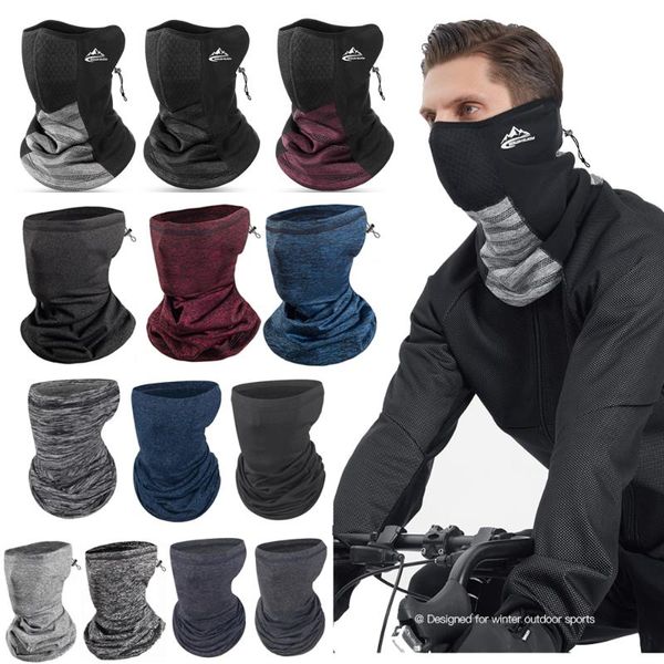 

cycling caps & masks 2021 est winter scarf neck warmer outdoor running men women fleece face bandana sports windproof headwear2, Black