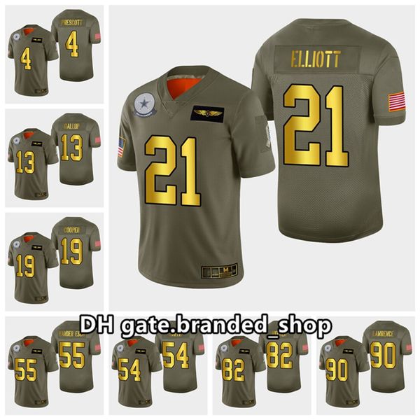 

dallas cowboys 4 dak presezekiel elliott leighton vander esch deion sanders cooper smith salute to service golden limited jersey, Black;red