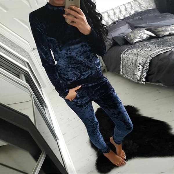 

6 color velvet tracksuit womens dresses costume set long sleeve pant velour sets for sporting suit big size 3x, White