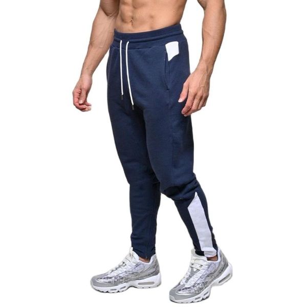 

running pants joggers men sweatpants autumn cotton trackpants gym fitness training trousers male bodybuilding workout bottoms, Black;blue