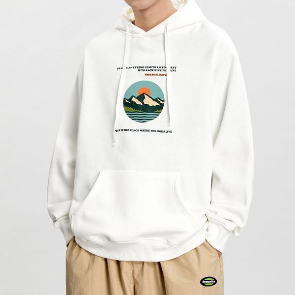 

men's hoodies & sweatshirts 2021 japanese sunrise sweatshirt men hip hop streetwear winter fleece cotton pullover black hoodie autumn s