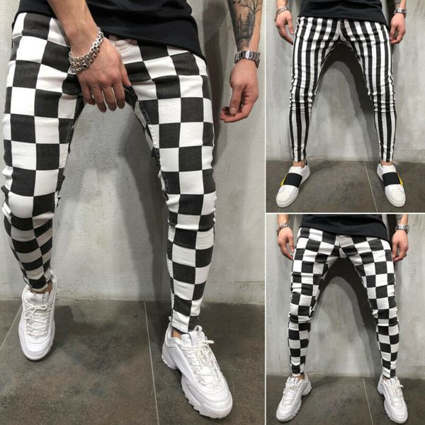 

men summer fashion slender black white plate random comfortable hip hop broek