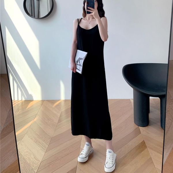 

casual dresses dress bodycon summer maxi for women clothes 2021 streetwear slip party vintage fashion elegant harajuku, Black;gray