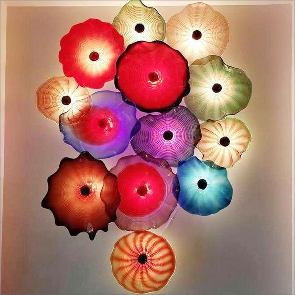 

wall lamp home decoration art for living room corrider 10pcs multi colored led light mouth blown murano glass plate sconces