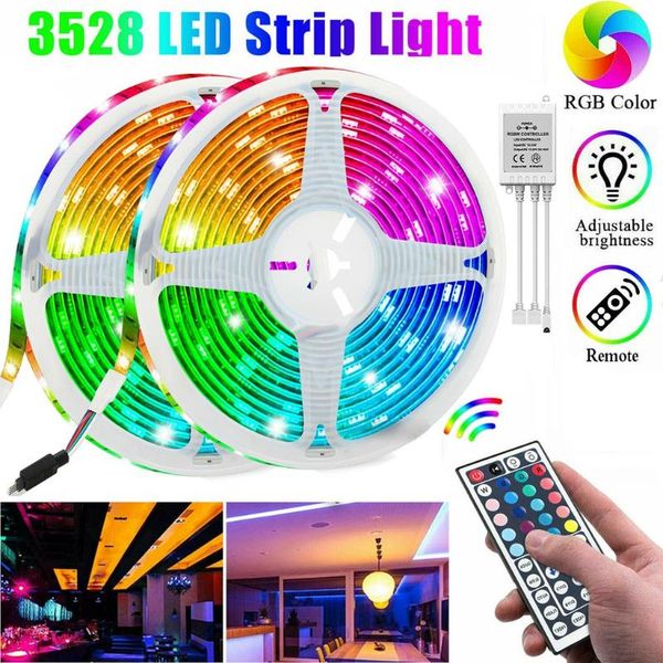 

10m 3528 smd rgb 600 led strip light string tape+44 key ir remote control led light strip new