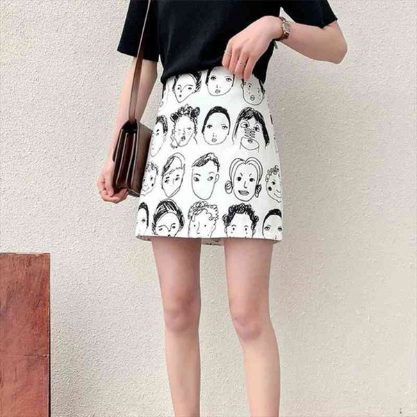 

harajuku cartoon printed elegant one-step women skirts summer j656, Black