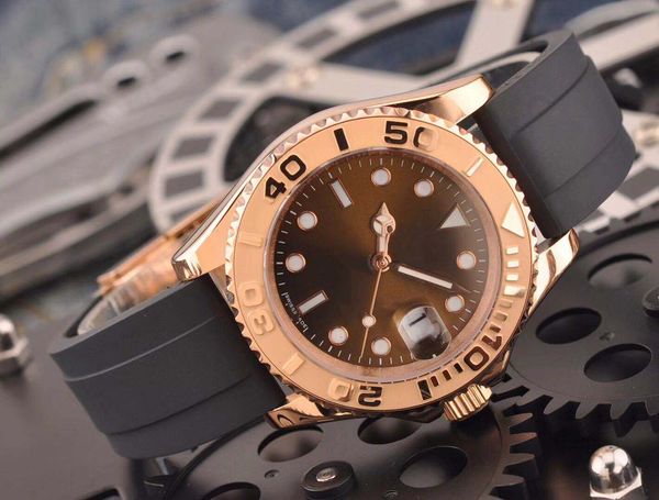 

brand 40mm men's wristwatches bracelet black dial ceramic bezel automatic mechanical mens watch rose gold ca280c, Slivery;brown