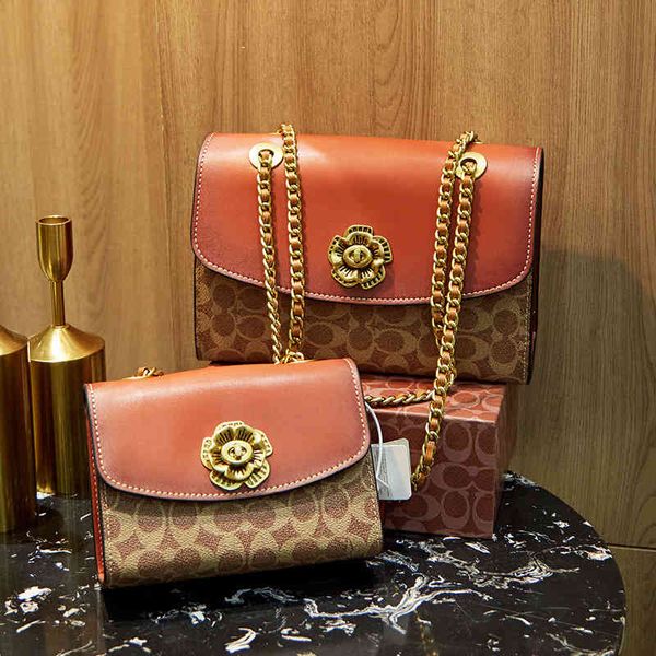 

outlet outlet women's bag camellia chain old flower leather small square rivet single shoulder cross arm luxuryss designerss yw