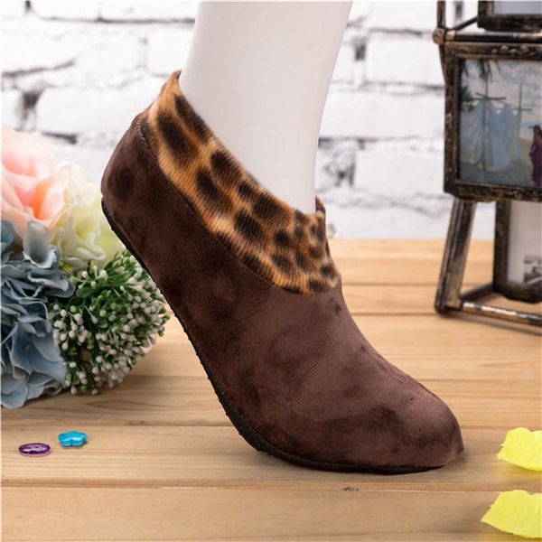 

winter yoga floor socks leopard parchwork female warm non slip socks thermal yoga fitness indoor sock, Black