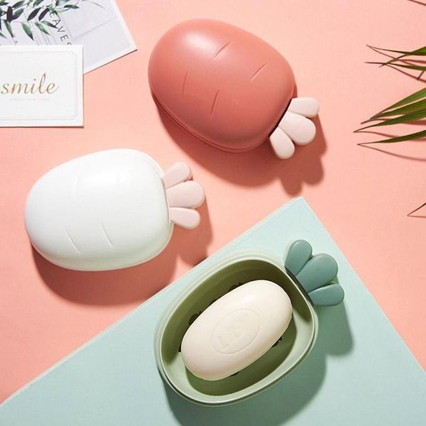 

1pc portable carrot soap box bathroom dish plate case soap box rack home shower travel hiking holder container