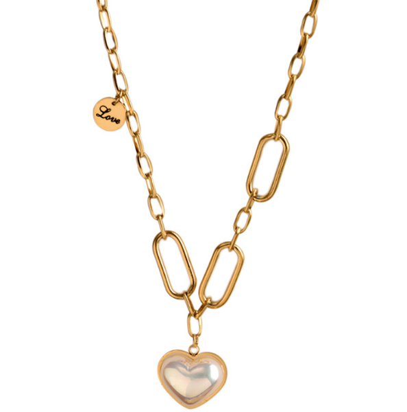 

pendant necklaces 316l stainless steel love necklace fashion trend mother-of-pearl stitching no fade, Silver