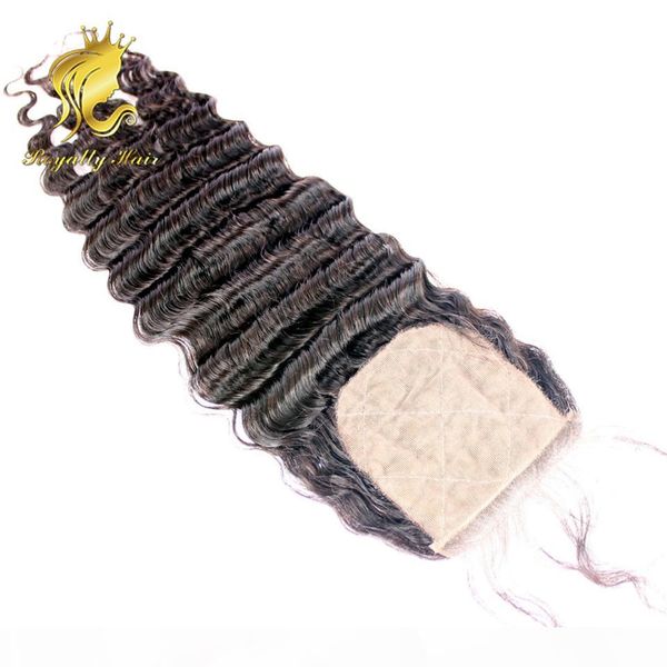 

brazilian silk base closure deep wave human hair 4*4 silk closure hidden knots unprocessed peruvian indian malaysian virgin hair, Black;brown