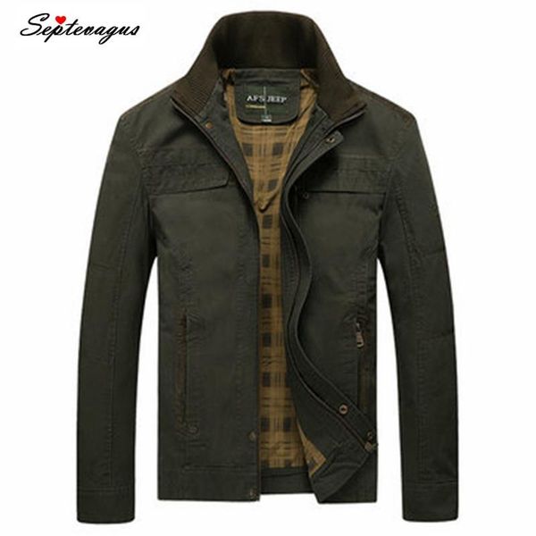 

men's jackets spring winter jacket mens cotton plus size casual stand collar army green khaki autumn solid color coat;chaqueta militar, Black;brown