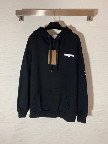 

2020 new autumn and winter high end fashion simple letter printing versatile long sleeve plush thickened hooded sweater, Black