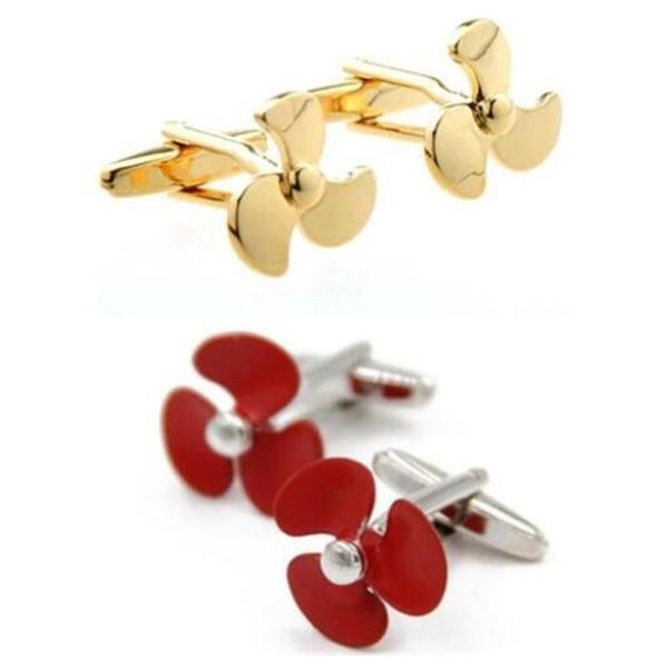 10pairs / lote ouro brilhante / vermelho fã de plataforma links hélice links cobre camisa feita botão botão masculino jóias masculinas