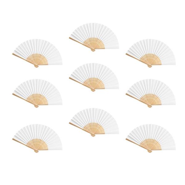

party favor 18pcs 7inches paper folded fan cartoon folding handheld fans for kids girls (white)