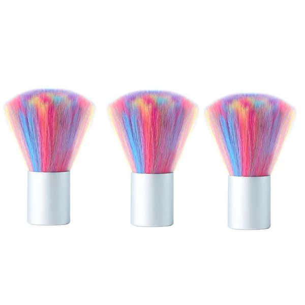 

nail brushes 3pcs portable rainbow color art brush dust uv gel cleaning care manicure tools, Yellow