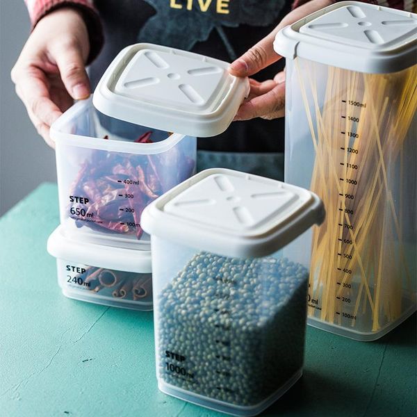 

storage bottles & jars household kitchen box ingredients plastic sealing grain tank dry goods food boxes