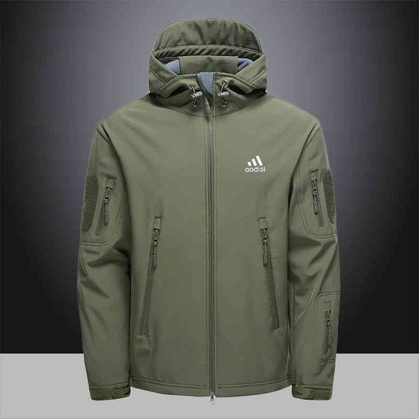 

men's 2021 autumn winter new plush submachine youth men's casual coat brand outdoor hooded et, Black