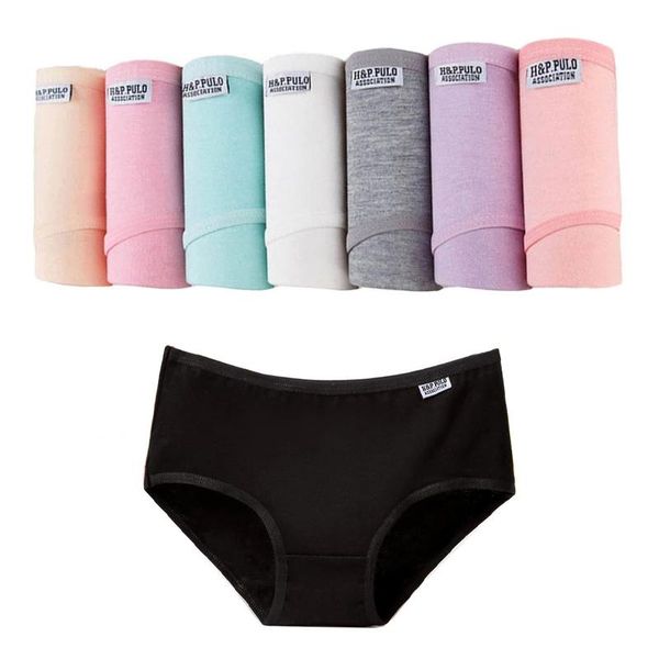 

women's panties 7pcs/lot girl cotton underwear women plus size briefs lingeries shorts underpants solid panty intimates, Black;pink