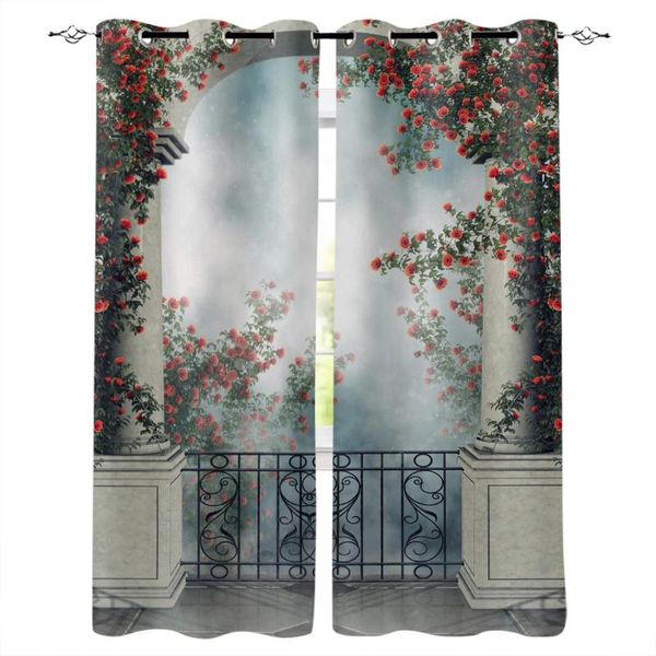 

curtain & drapes balcony roses vine window curtains living room home decor