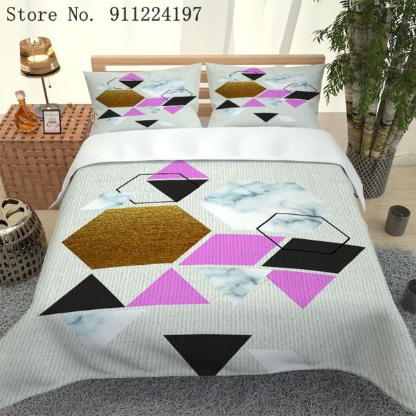 

luxury duvet cover geometric pattern comforter bedding set single double  king size kids adults home textile