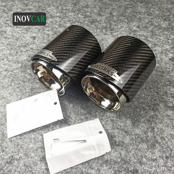 

motorcycle exhaust system 1 pieces glossy/ matte carbon end pipes for mini r50 r55 r56 r57 r58 coope s f54 f55 f56 f57 car back tips