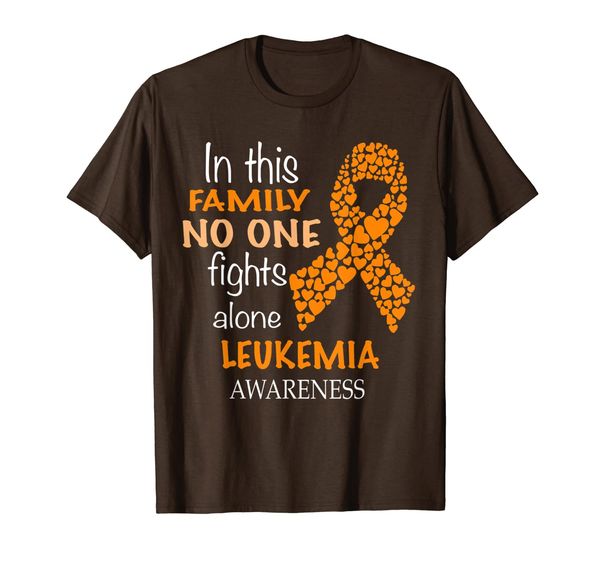 

in this family no one fights alone leukemia t-shirt, White;black