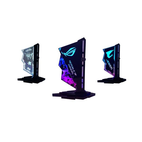 

vertical acrylic bracket computer graphics card brace with rgb light / fix video card diy adjustable single or dual slot cards