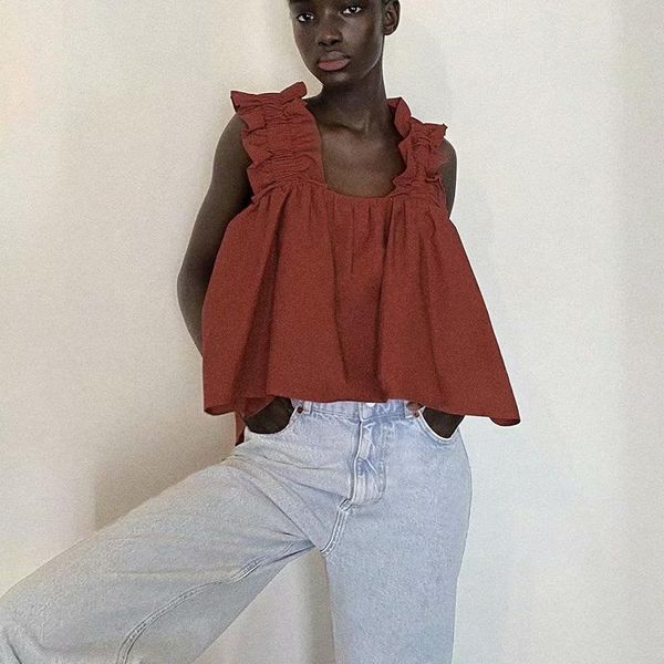 

women's tanks & camis women crop solid color chiffon for adjustable straps tank 2021 summer, White