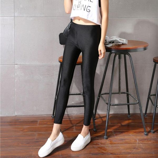 

yoga outfit stretch slim leggings plus size 5xl women high waist hip-up solid trousers push up shiny pants flat foot a50