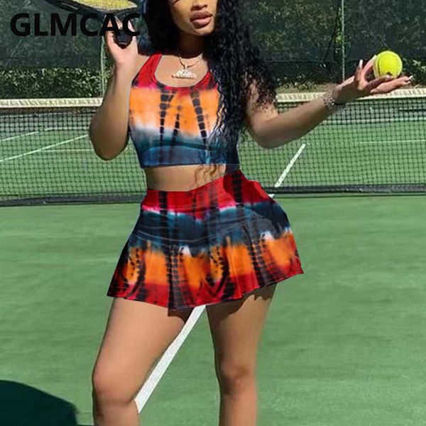 

two piece summer dress suits tank & mini skirt set 210702, White