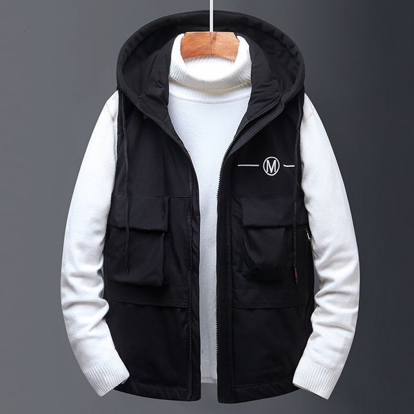 

autumn and winter new down cotton loose warm ansicard handsome men's vest c1909, Black;white