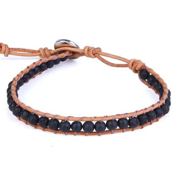 

tennis kelitch lava stone natrual wrap bracelets with leather rope beaded strand bangles cuff bijoux unisex, Golden;silver