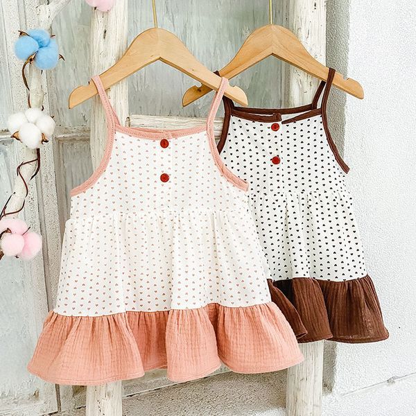 

summer baby girls sleeveless loving heart dresses kids baby girl princess dress clothing kids casual girls braces dress, Blue