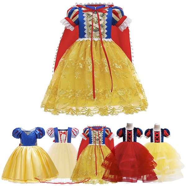 

2021 new girls short sleeve princess costumes performance for kids children party gift gkmg, Red;yellow