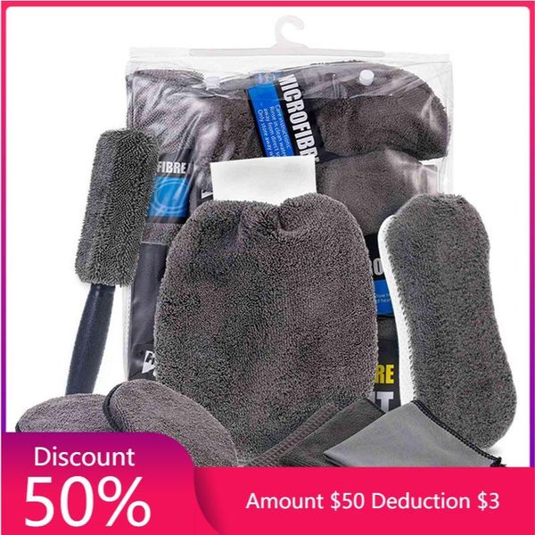 

car sponge 9-piece care cleaning tool auto wash mimicrofiber towel gloves wheel brush pad miauto