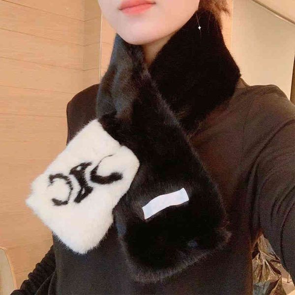 

scarf neckerchief scarves warm and windproof wool in winter female rabbit fur thickened 2021 versatile, Blue;gray